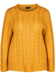 Gebreide blouse met vrouwelijk patroon, Mineral Yellow