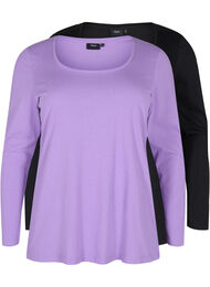 Set van 2 basic tops in katoen , Paisley Purple/Black