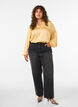 Blouse met overhemdkraag en V-hals, Geel, Model image number 1