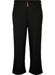 Broek met hoge taille en omslag, Black