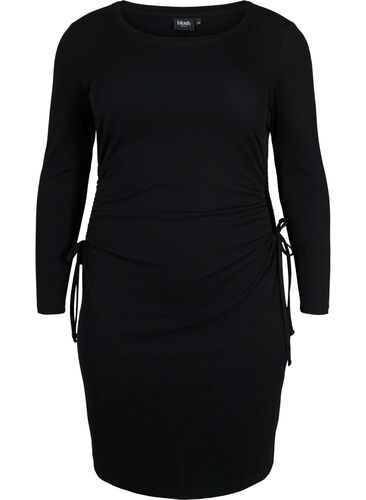 Strakke jurk met halslijn, Black, Packshot image number 0
