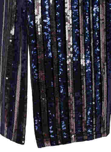 Paillettenjurk met korte mouwen en split, Evening Blue Stripe , Packshot image number 3