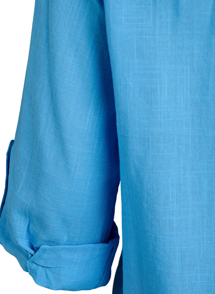 Katoenen blouse met V-hals, Blauw, Packshot image number 3