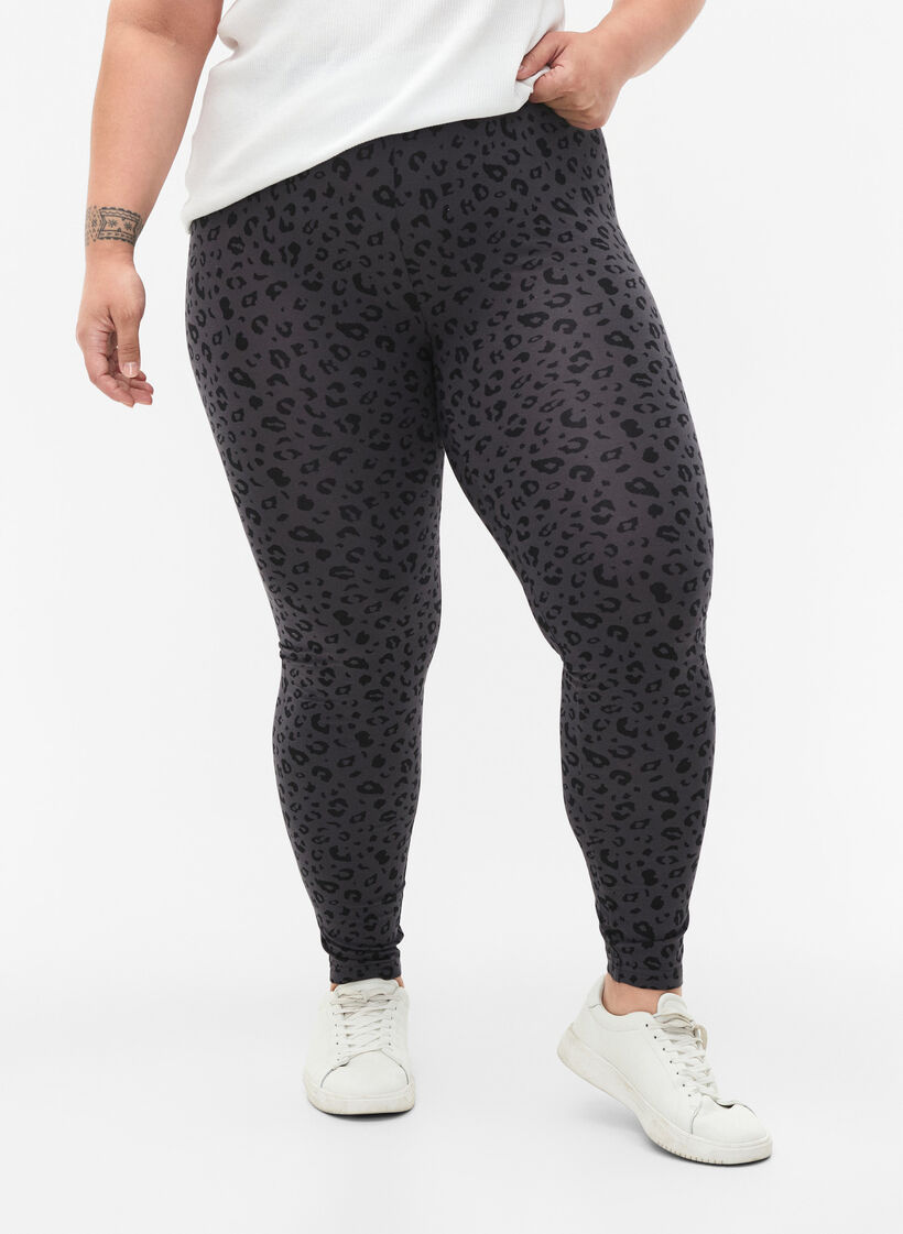 Viscose leggings met luipaardprint, Grijs, Model image number 0