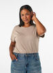 Gestreept T-shirt in viscose met een ronde hals, Beige, Model image number 0