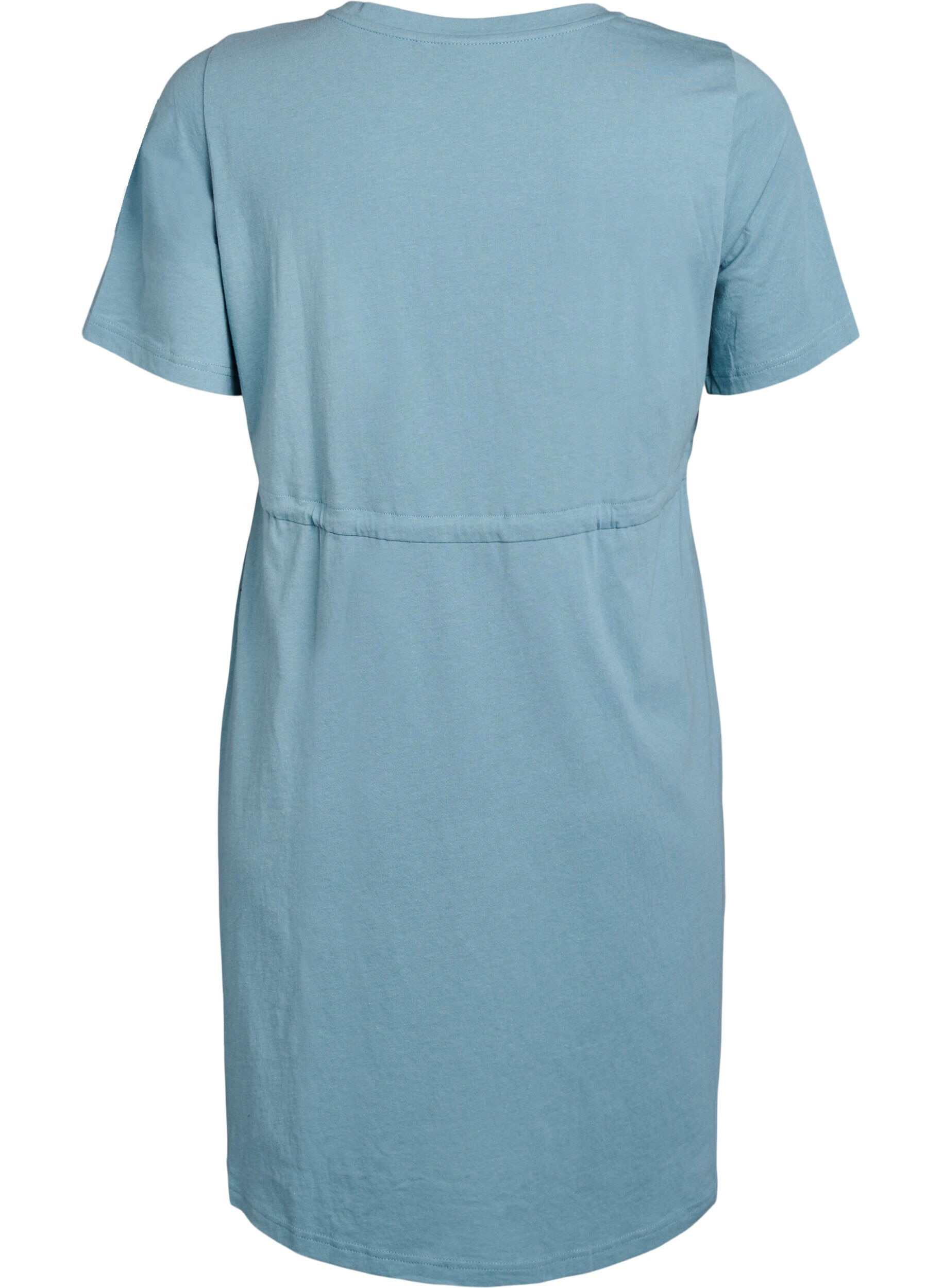 Zizzi FLASH - Korte T-shirtjurk met strikceintuur, Blauw, Packshot image number 1