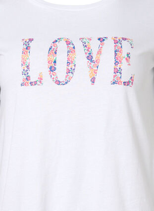 Katoenen t-shirt met ronde hals en opdruk, Bright White W. Love, Packshot image number 2