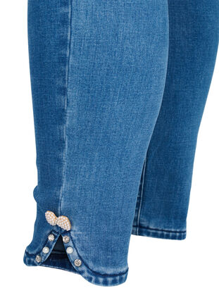 Cropped Amy jeans met kralen detail, Blue denim, Packshot image number 3
