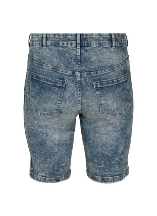 Denim shorts met hoge taille, Light blue denim, Packshot image number 1