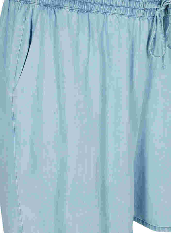 Losse shorts met trekkoord en zakken, Light blue denim, Packshot image number 2