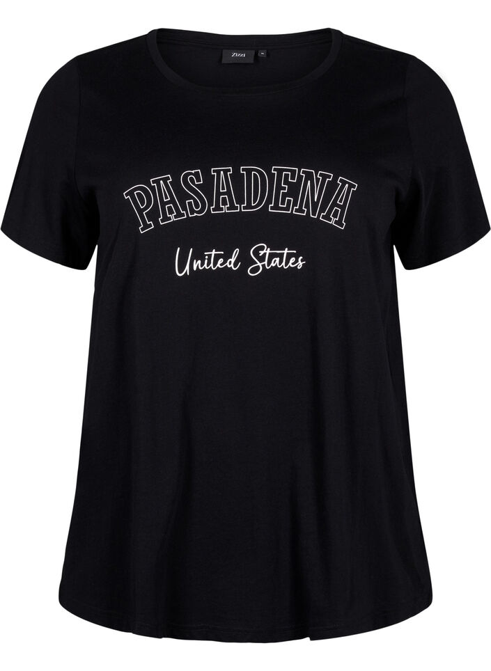 Katoenen T-shirt met tekst, Black W. Pasadena, Packshot image number 0