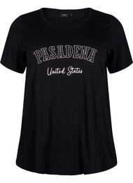 Katoenen T-shirt met tekst, Black W. Pasadena