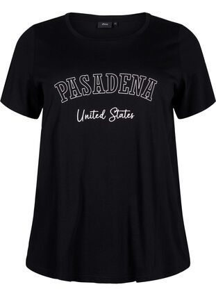 Katoenen T-shirt met tekst, Black W. Pasadena, Packshot image number 0