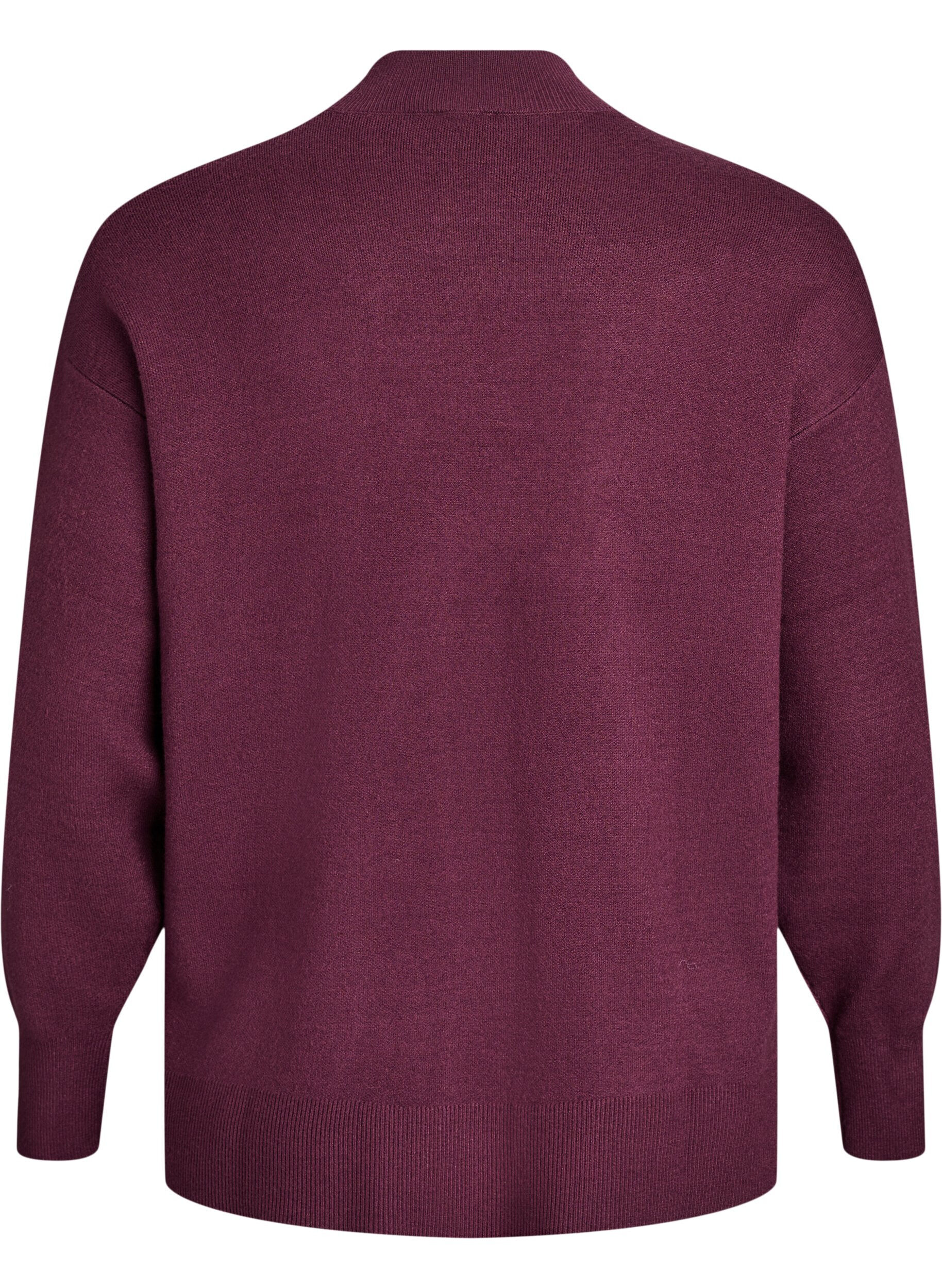 Zizzi Gebreide blouse met hoge hals, Donker Bordeaux, Packshot image number 1