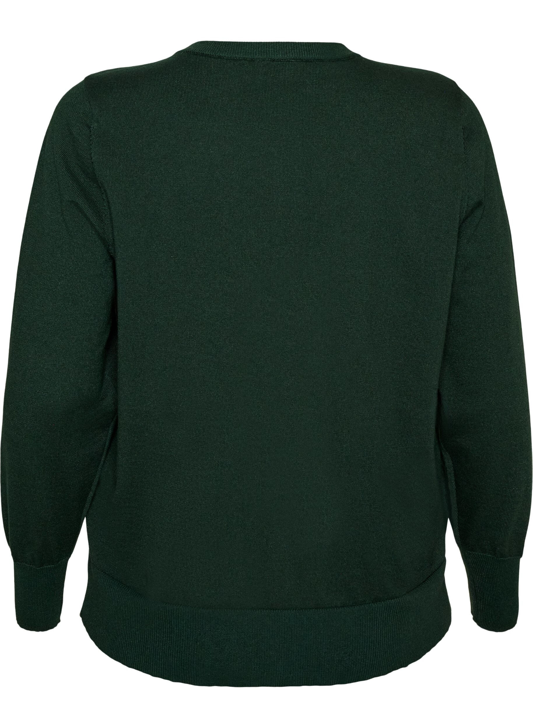 ZizziFijngebreide cardigan met ronde hals, Groen, Packshot image number 1
