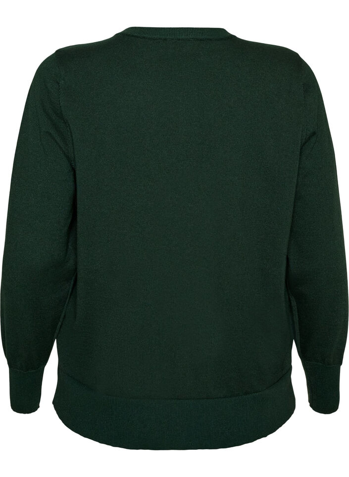 Fijngebreide cardigan met ronde hals, Groen, Packshot image number 1