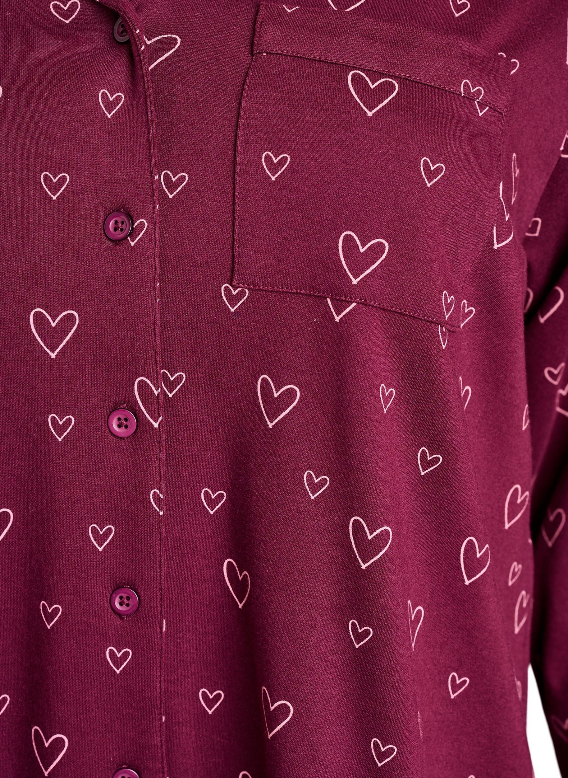 Zizzi Katoenen pyjamashirt met borstzak, Donker Bordeaux, Packshot image number 2