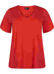 FLASH - T-shirt met v-hals, High Risk Red