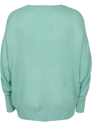 Gebreide blouse met lange mouwen en geribde boorden, Dusty Jade Green, Packshot image number 1