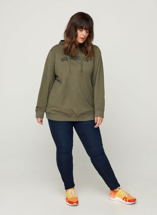 Sweatshirt met capuchon en print, Army Mel., Model image number 3