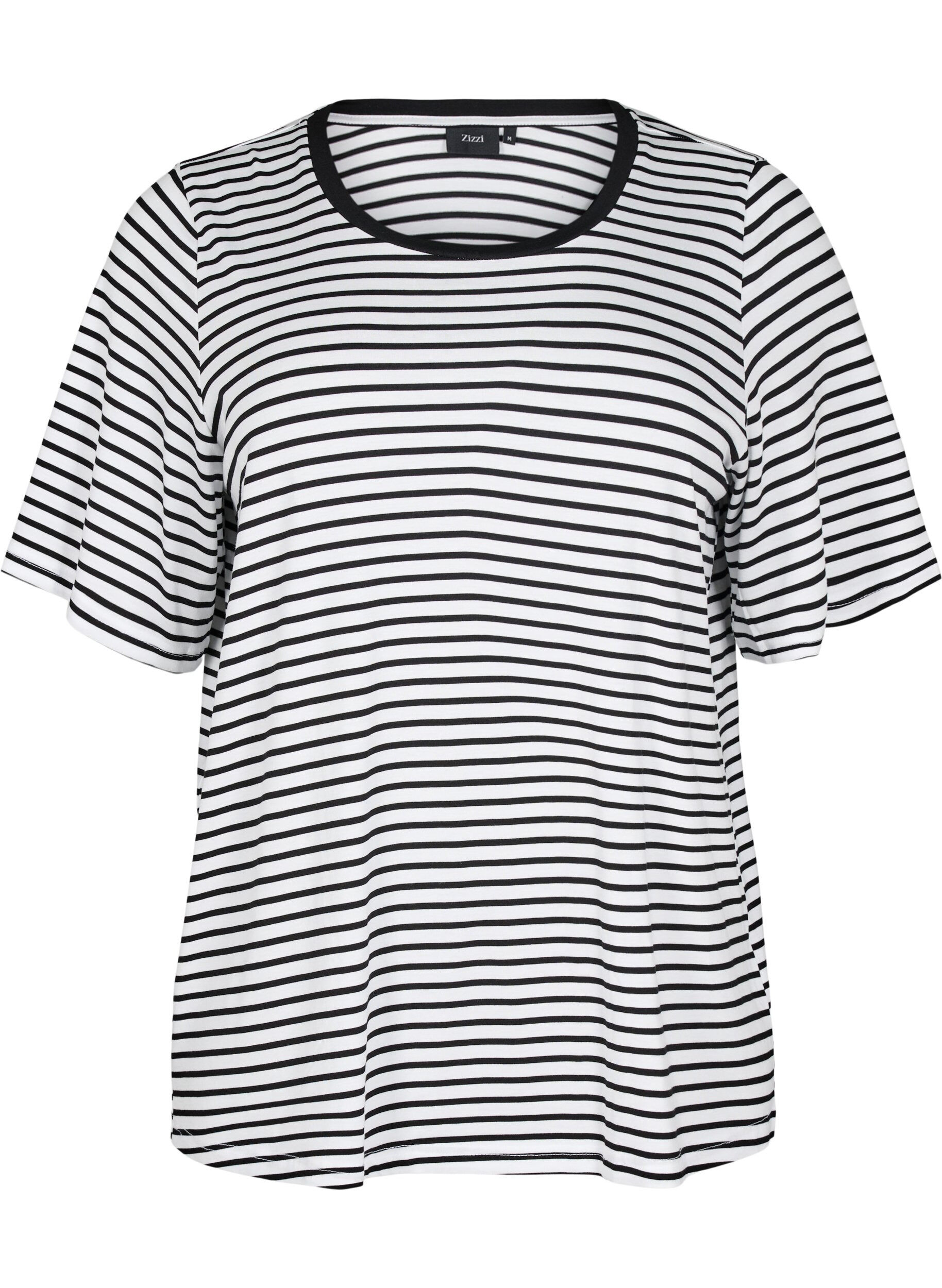 ZizziT-shirt met TENCEL&trade; Lyocell en strepen, Wit, Packshot image number 0