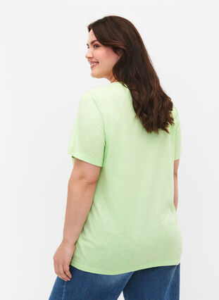 Basic t-shirt met korte mouwen en V-hals, Paradise Green, Model image number 1