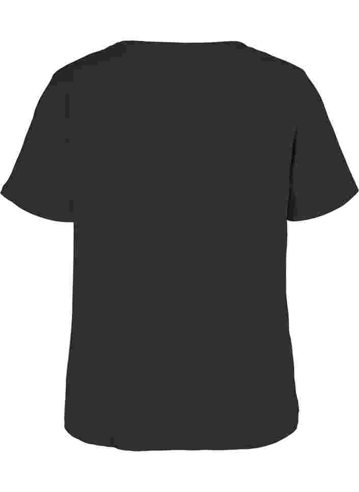 Katoenen t-shirt met geribbeld structuur, Black, Packshot image number 1
