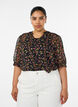 Blouse met bloemenprint en V-hals, Zwart, Model image number 0