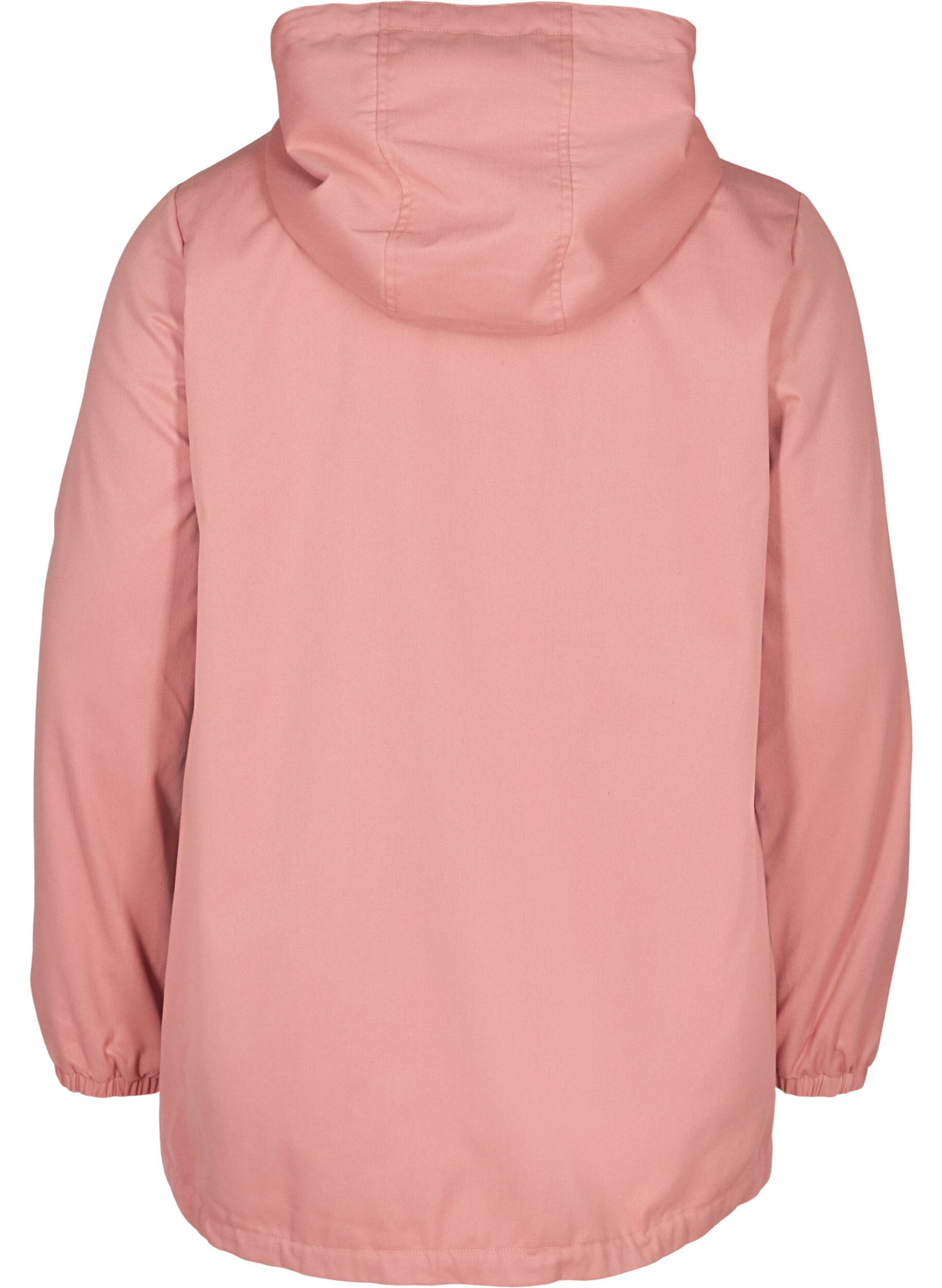 Zizzi Korte jas met capuchon en zakken, Ash Rose, Packshot image number 1
