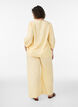 Wijde linnen en viscose broek, Geel, Model image number 1