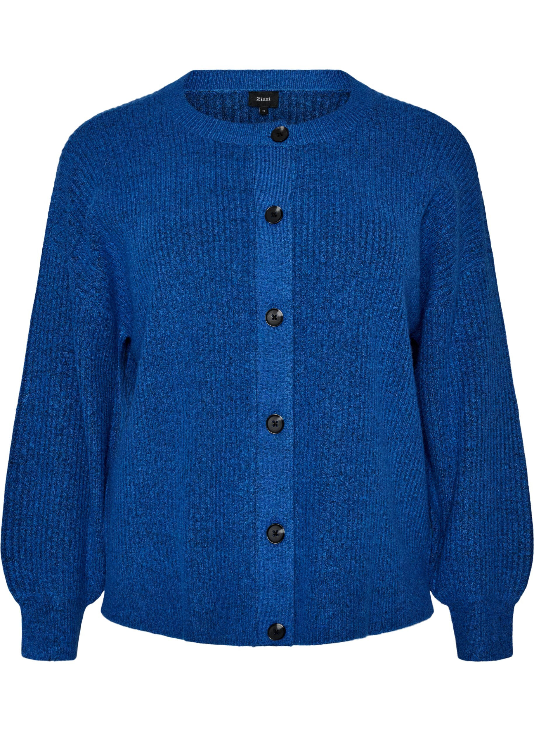 ZizziGeribde cardigan met knopen, Blauw, Packshot image number 0