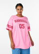 Sportief oversized college T-shirt, Roze, Model image number 0