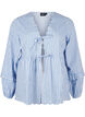 Gestreepte blouse met open voorkant en geborduurde details, Blauw, Packshot image number 0