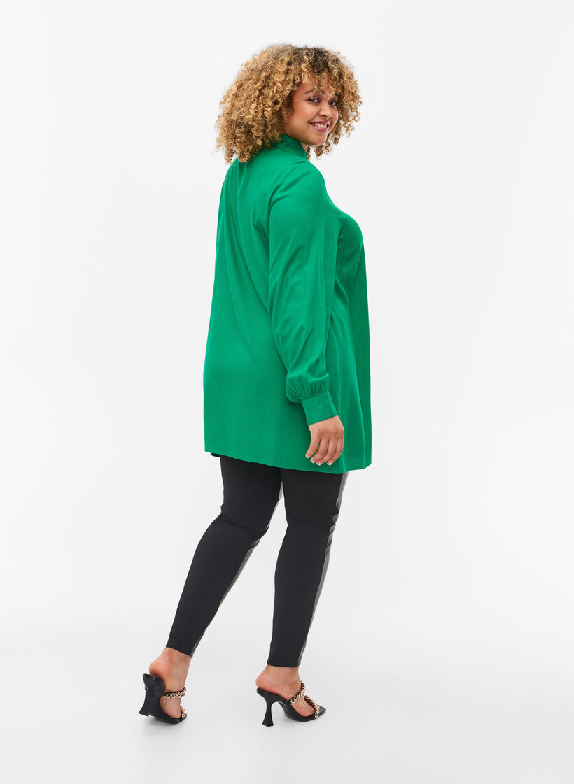 Leggings met kunstleer, Black, Model image number 1