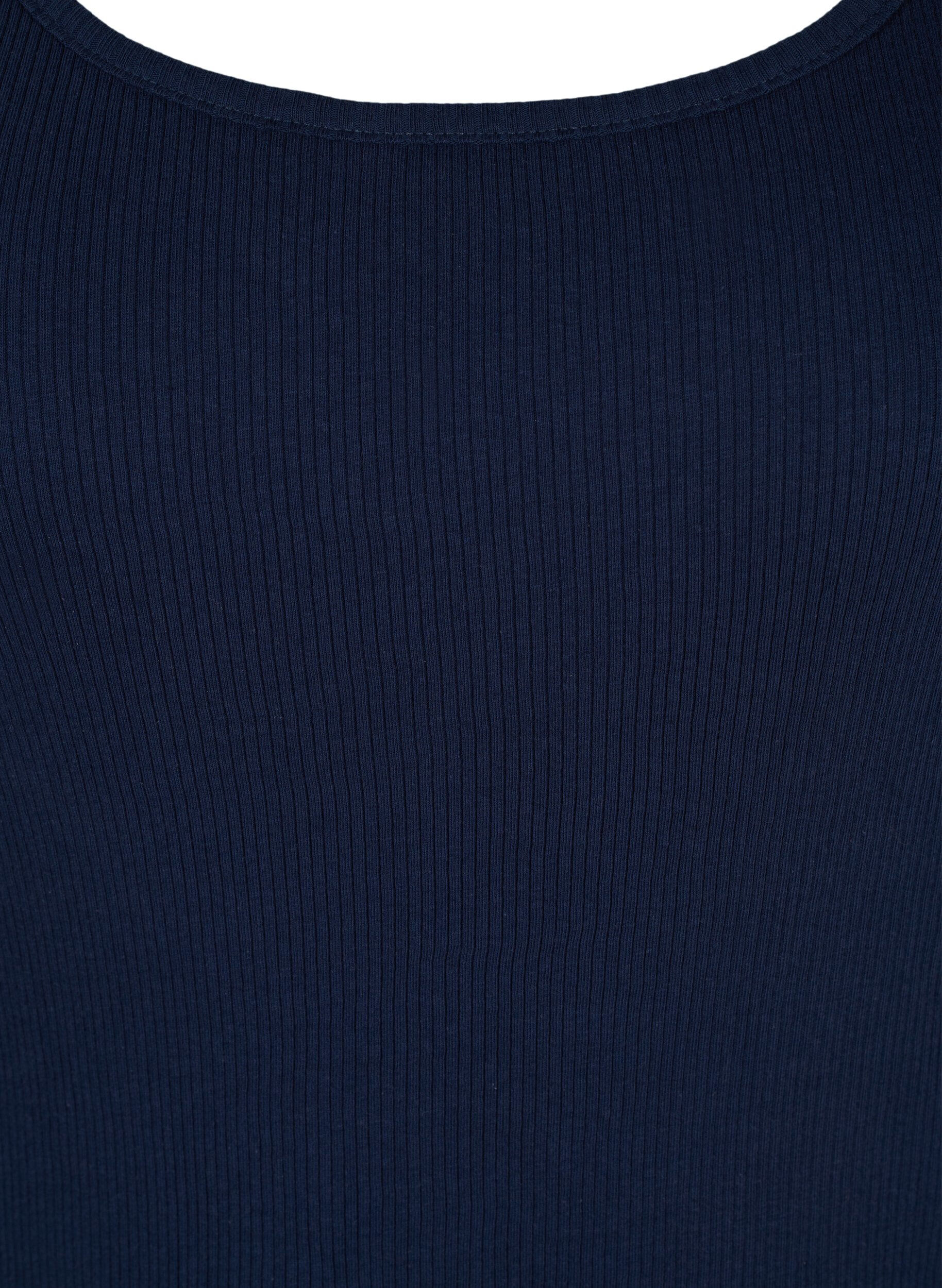Zizzi 2-pack basic tanktops in rib, Black/Navy Blazer, Packshot image number 3