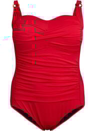 Gewatteerd badpak met draperie, Rood