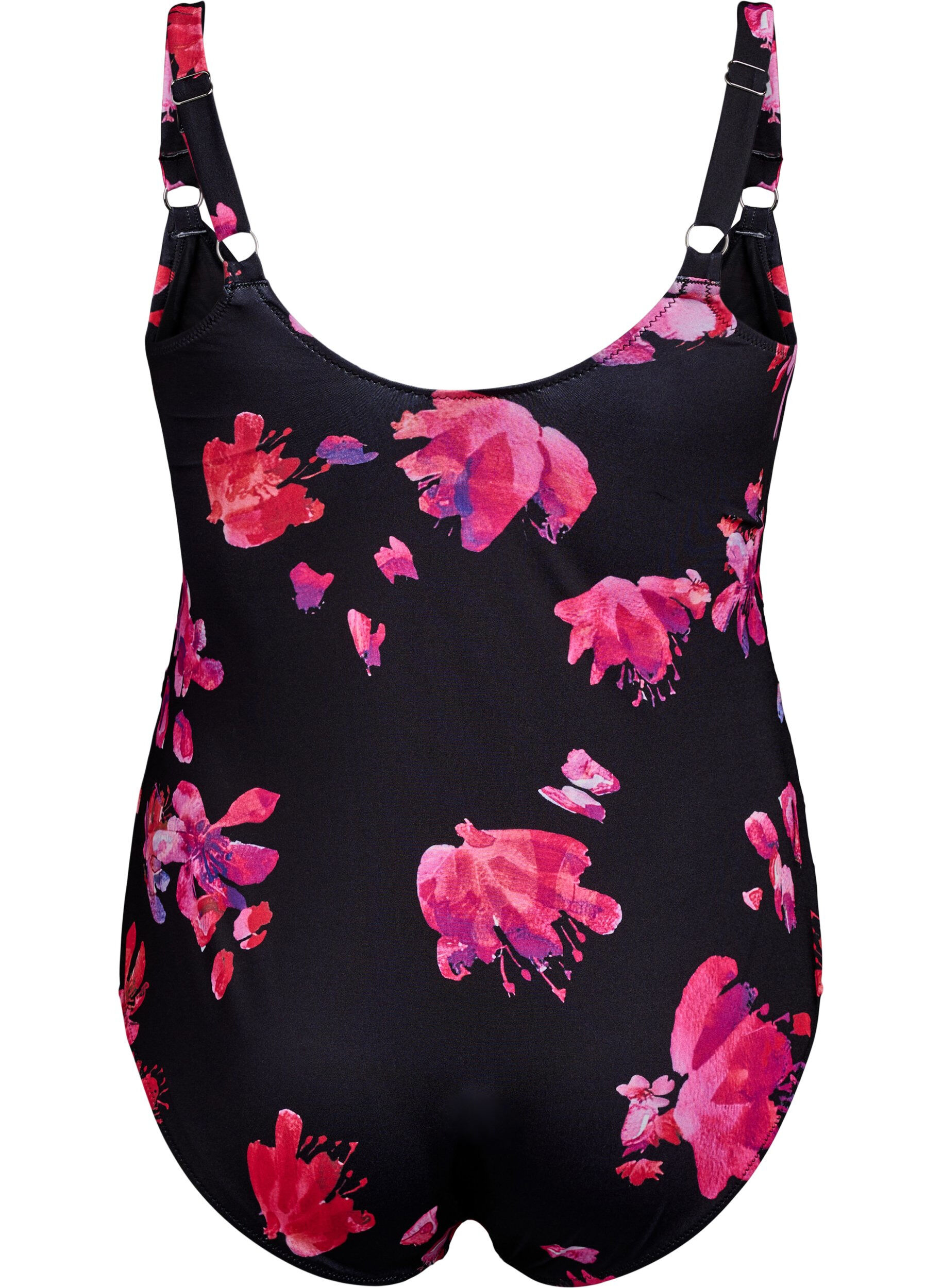 Zizzi Badpak met drapering en wikkel-effect, Zwart, Packshot image number 1