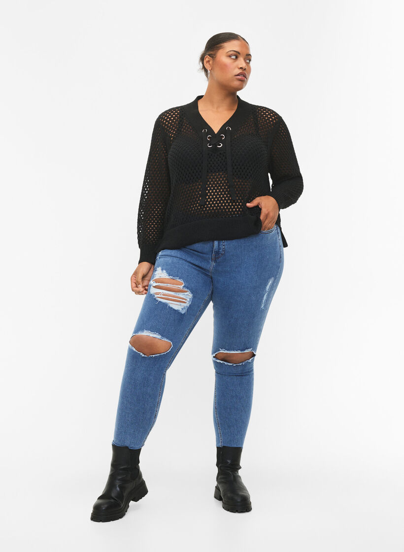 Trui met patroon, Black, Model image number 2