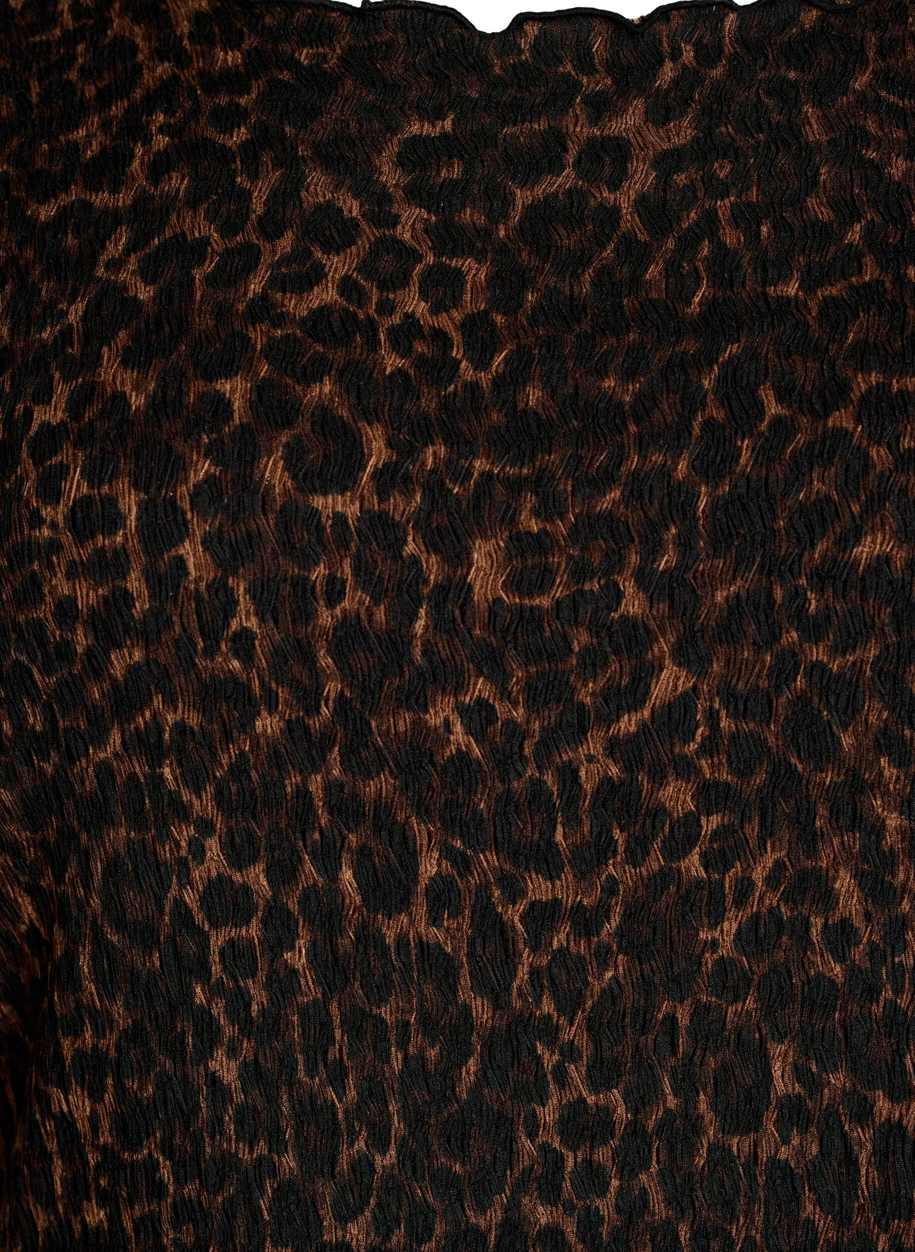 Zizzi Midi jurk met structuur en korte mouwen, Bruin, Packshot image number 2