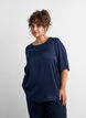 Satijnen blouse met ellebooglange mouwen, Blauw, Model image number 0