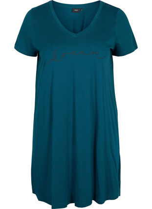 Katoenen pyjama jurk met korte mouwen en print, Reflecting Pond Blac, Packshot image number 0