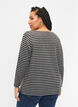 Blouse met ronde hals en gestreept patroon, Black Stripe, Model image number 1