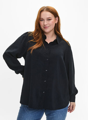Shirt met lange mouwen van Tencel ™ Modal, Black, Model image number 0