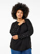 Solide gekleurde blouse met parels, Black, Model image number 0