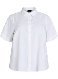 Shirt met korte mouwen in linnen en viscose, Wit
