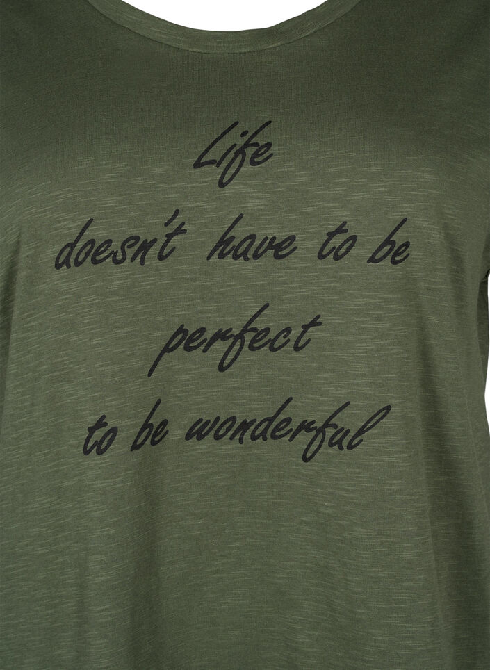 Bedrukt T-shirt van biologisch katoen, Thyme w. Black Print, Packshot image number 2