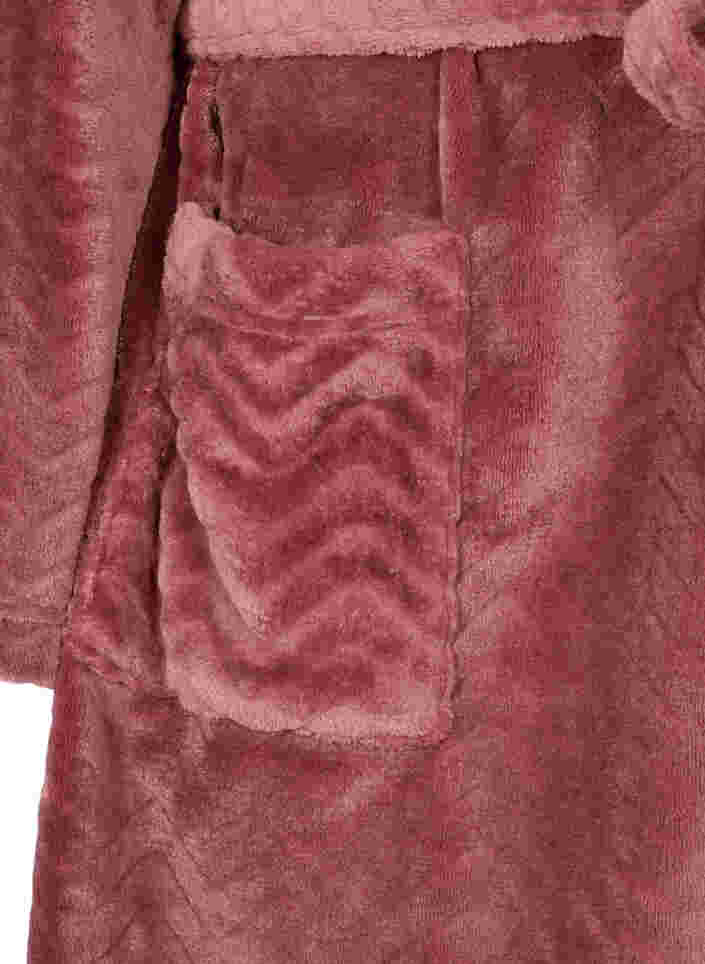Korte badjas met zakken en patroon, Ash Rose, Packshot image number 3