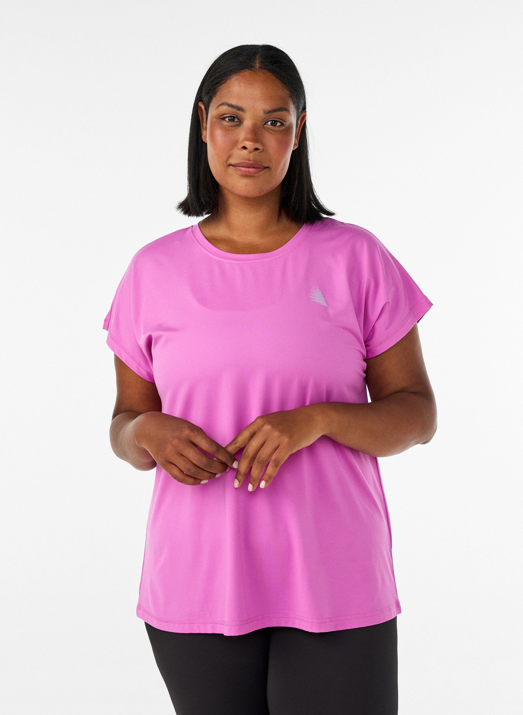 Effen gekleurd trainingsshirt, Paars, Model