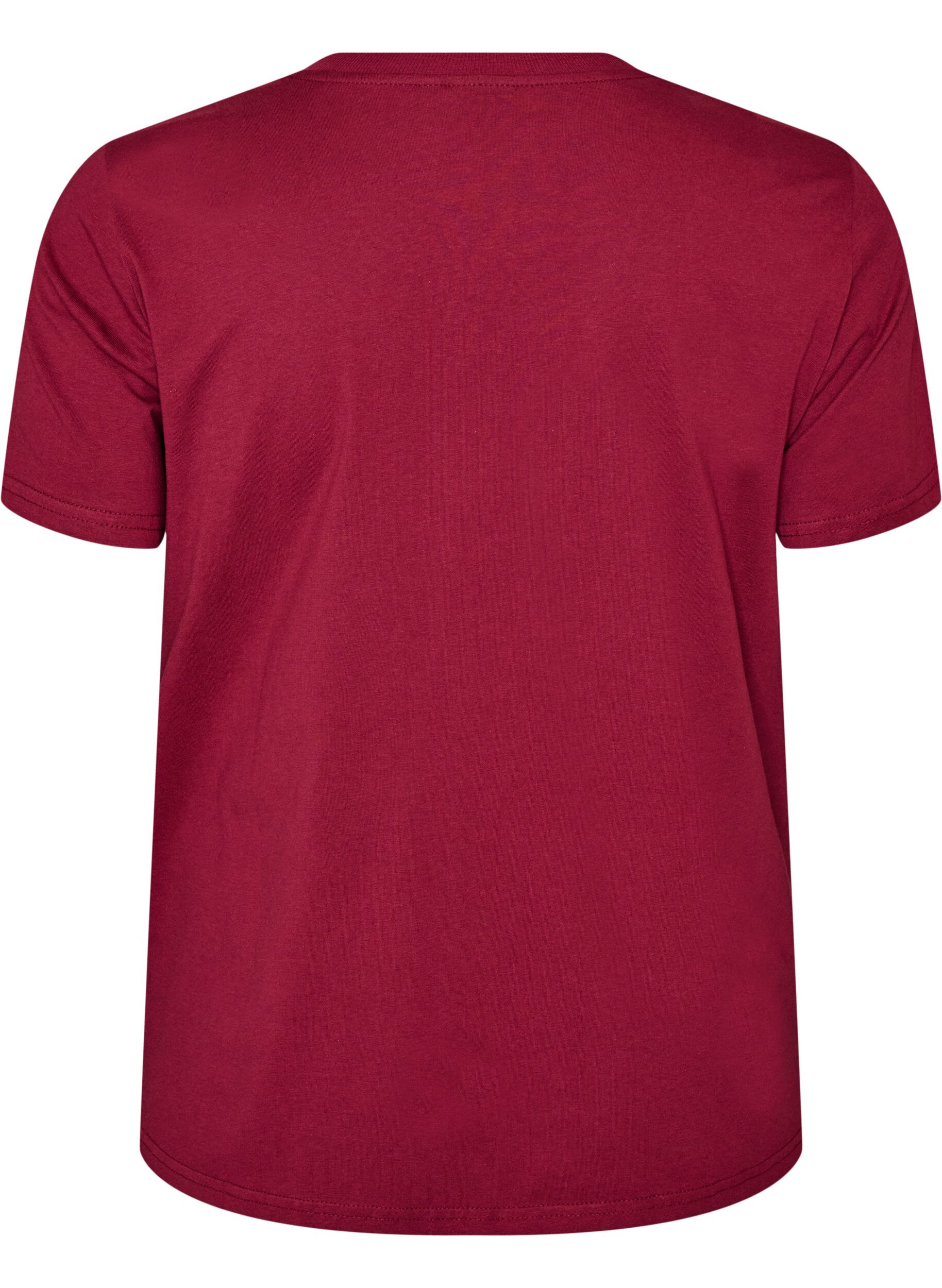 ZizziBasic katoenen T-shirt met ronde hals, Rood, Packshot image number 1