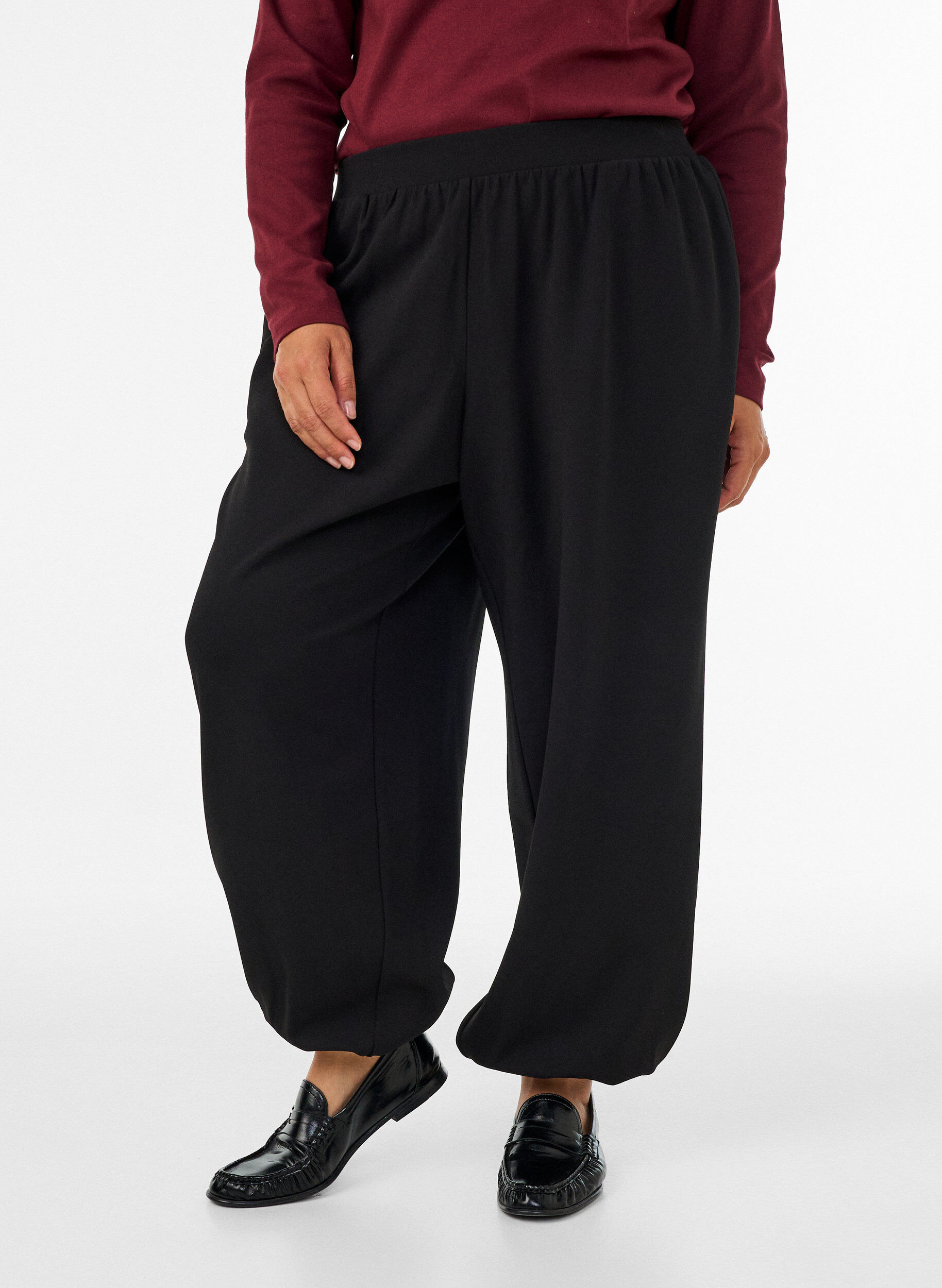 ZizziJersey ballonbroek met hoge taille, Zwart, Model image number 2